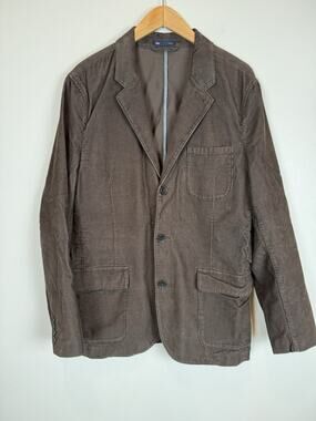 GAP corduroy blazer Jacket Brown 2 Button ivy prep 90s Vintage 100% Cotton Sz L